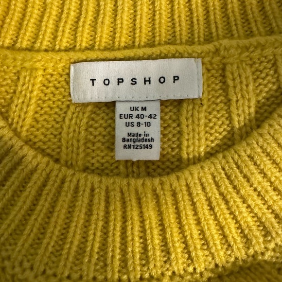 Topshop Directional Ribbed Oversized Knit Sweater Size Medium Yellow - Picture 6 of 8